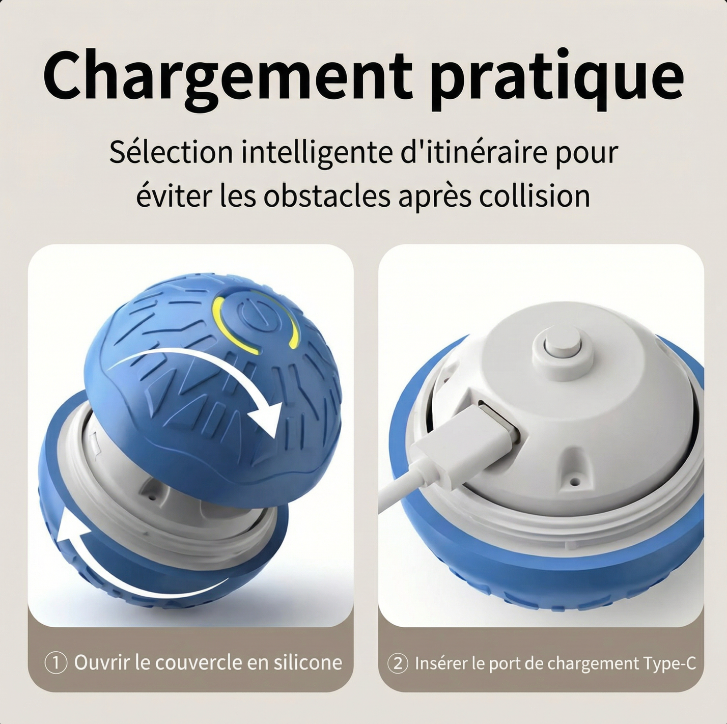 Balle Interactive Intelligente pour Chien et Chat - Rechargeable USB