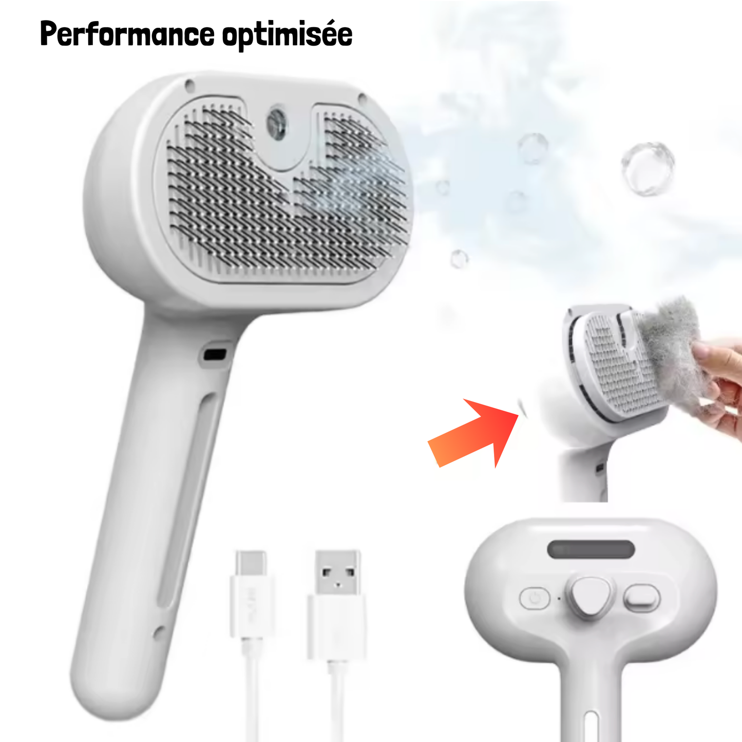 Brosse Vapeur pour Animaux - Démêlant et Massage